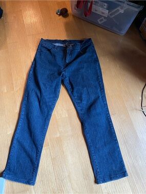 Simon Chang Navy Blue Denim Pants with Decorative Button